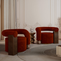 Fauteuil Rétro Individuel en Bois Massif, Rembourré en Tissu Haut de Gamme, Fauteuil Décoratif et Confortable pour Salon et Chambre