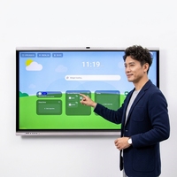 Pantalla Interactiva Táctil de 75 Pulgadas para Enseñanza, Panel Plano Inteligente 4K con 20 Puntos de Contacto, Android+Windows, Escritura con Lápiz/Dedo, para Aula