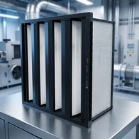 Filter Udara Frebang V Bank Bersertifikasi ISO 9001 H13 Compact Nanofiber Sub-HEPA untuk Pabrik Semikonduktor