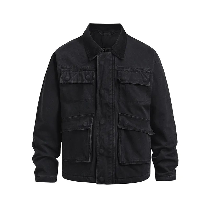 Classic Vintage work Jacket Large Pocket Four-Bag jacket Washed Cotton heavy Canvas work jacket