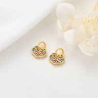 Pendentif Ruyi en or de sable ancien, émail bleu émaillé, breloque tendance chinoise pour bracelet DIY