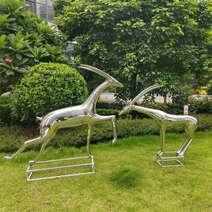 Europe And America Stainless Steel Deer Sculpture 800mm L Mirror Finish Artistic Garden Office Decoration - Product Image 2