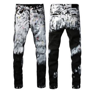Jeans de rue noirs slim fit en gros pour l'exportation |   Marque tendance et robuste, adaptée aux publics de rap et de hip-hop - Product Image 1