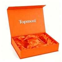 Boîte cadeau personnalisée à couvercle magnétique orange avec intérieur doublé de satin orange et couvercle à charnière pour la vente au détail artisanale ODM