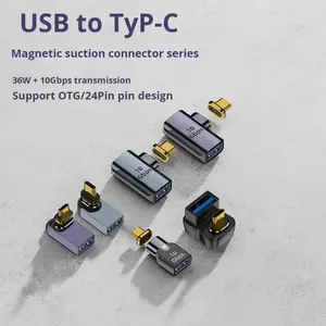 USB3.1 Vrouwelijke Type-C Mannelijke Magnetische Adapter Aluminiumlegering DC Mobiele Telefoon Laptop Computer Volledige Functie Snel Opladen 10Gbps OTG - Product Image 1