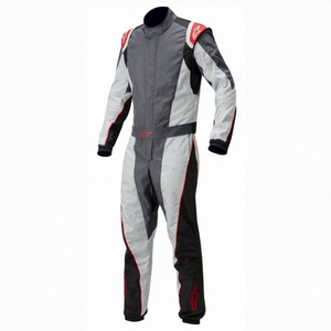 Unisex Full Body Motorcycle Racing Suit Gray White Color Blocked Breathable Leather One Piece Protective Gear for FIT - Product Image 4