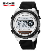 Skmei 2436 jam tangan tenaga surya Digital, arloji olahraga luar ruangan multifungsi dengan Stopwatch Alarm