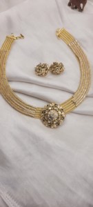 Luxury Vintage Traditional Indian Choker <b>Necklace</b> floral-shaped vibrant pink or <b>ruby</b>-colored stone best designer collection - Product Image 2