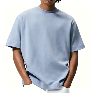 Camiseta personalizada 100% algodón para hombre, camiseta de lujo de calidad, cuello redondo, hombros caídos en blanco, ropa de calle, camiseta de gran tamaño para hombre - Product Image 1