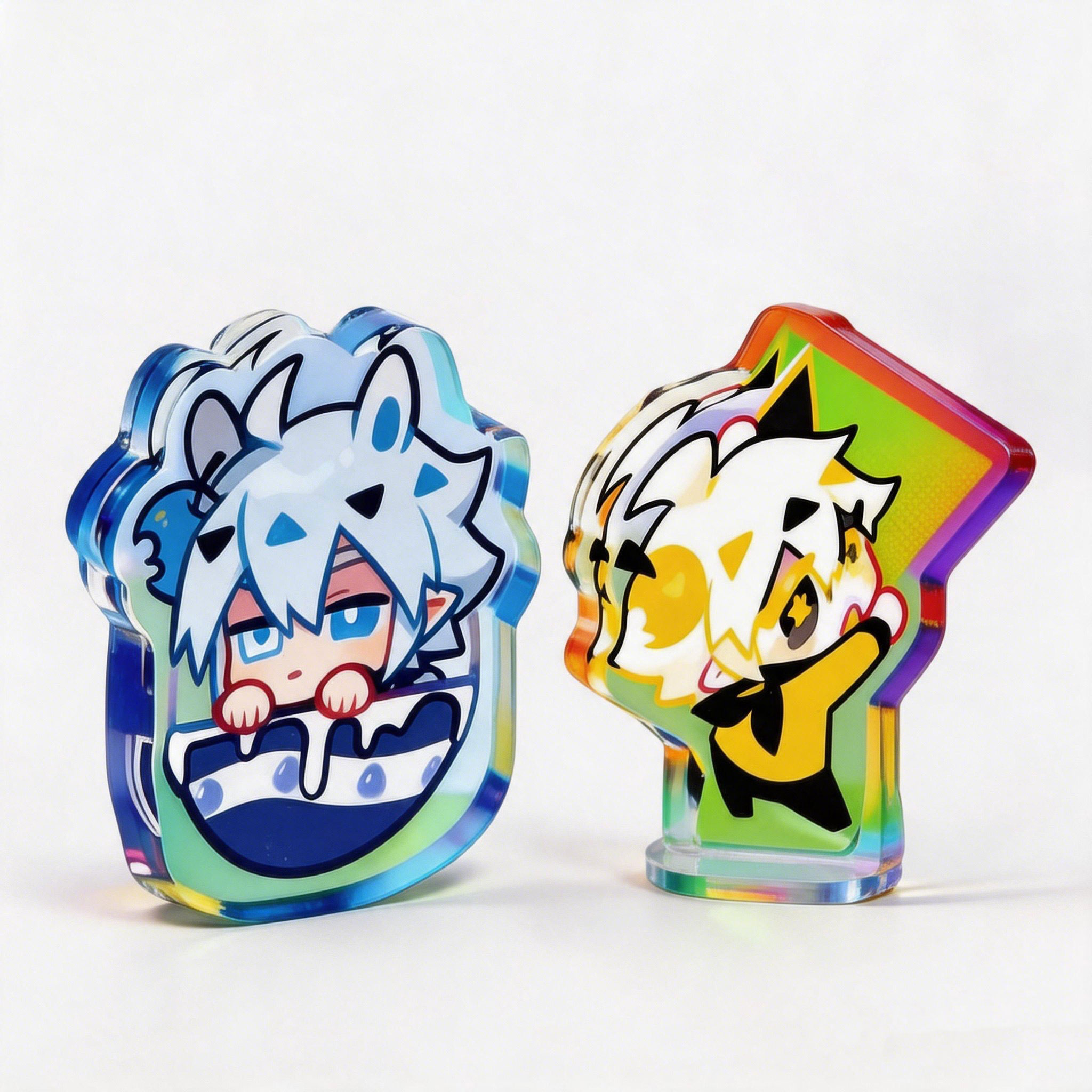 Custom Transparent Anime Acrylic Keychain With UV Printing Keyring Pin Stand Plastic Charm Custom Plastic Keychain