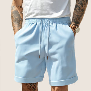 กางเกงขาสั้นพลีททรงตรงสำหรับผู้ชาย สไตล์ลำลอง สวมใส่สบาย ระบายอากาศได้ดี เหมาะสำหรับฤดูร้อน สามารถปรับแต่งได้ - Product Image 6