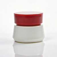 Venta al por Mayor de Frascos de Vidrio Blanco de 50g, Botellas de Vidrio Rojas con Serigrafía, Tapa de Rosca Cilíndrica para Almacenamiento de Crema Facial y Loción