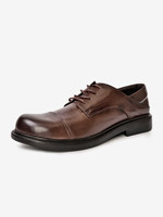 Chaussures en cuir décontractées pour hommes en peau de mouton, à lacets, à semelle épaisse, formelles, pour le trajet quotidien, confortables, à bout rond, style britannique