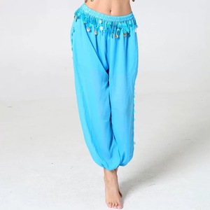 Pantalones Anchos de Ballet de Seda/Algodón con Lentejuelas para Práctica de Danza India - Product Image 4