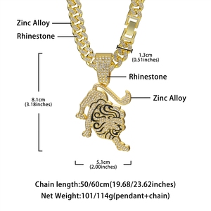 Iced Out <span class=keywords><strong>Lion</strong></span> King שרשרת תליון זירקון בציפוי כסף שרשרת קישור קובנית עבור יוניסקס היפ הופ סִגְנוֹן מתנה אופנתית - Product Image 6