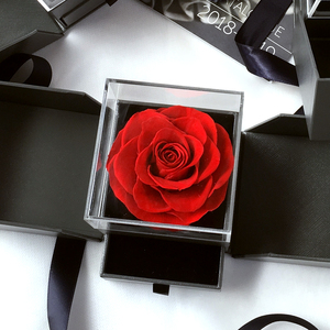 Boîte de rangement en fleurs rouges réelles préservées faites à la main en gros pour la Saint-Valentin, cadeau d'anniversaire, roses éternelles, boîte à bijoux - Product Image 3