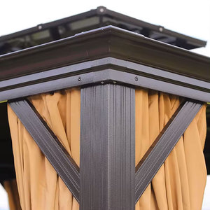 Quadratischer schwarzer Eisen-Garten-Baldachin-Pavillon Pergola-Pavillon im Freien mit PVC-Aluminiumstahl-Poly-Dach rahmen - Product Image 4