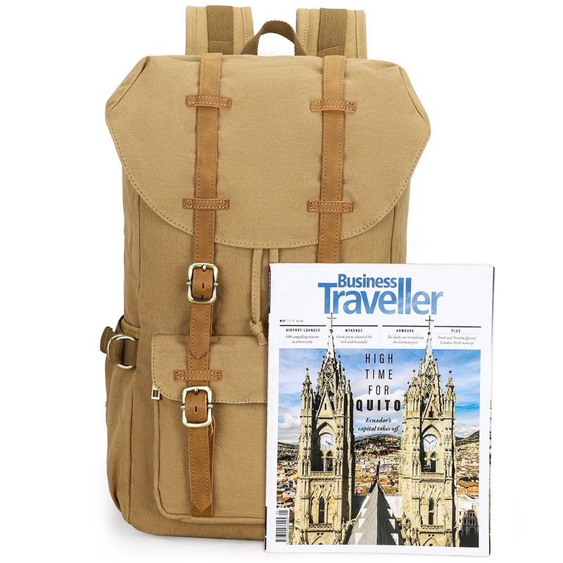 High Capacity Canvas Vintage Backpack Hiking Travel 15.6  display picture 3