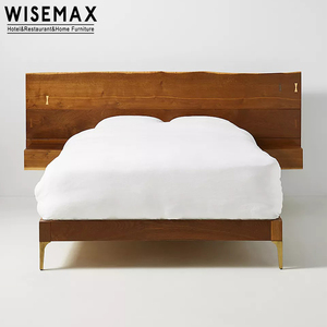 WISEMAX FURNITURE Mobilier de maison nordique Ensemble de chambre à coucher cadre de <span class=keywords><strong>lit</strong></span> en <span class=keywords><strong>bois</strong></span> de chêne massif et noyer cadre de <span class=keywords><strong>lit</strong></span> double king size appartement hôtel - Product Image 3