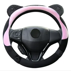 Cute And Fluffy Koala Bear Steering Wheel Cover Black With Gift- Universal Fit For Cars Trucks And SUVs