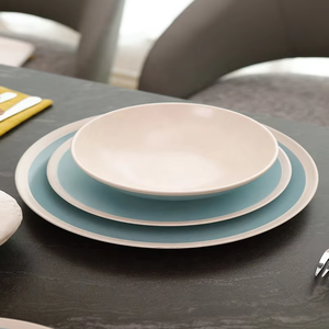 Luxury Stoneware Dinner <b>Set</b> Green Microwave-Printed Daily Household Ceramic Plate and Bowl <b>Set</b> Stoneware Dinner <b>Set</b> - Product Image 1