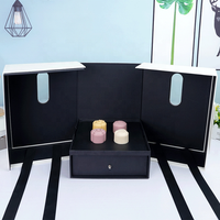 Tiroir à gâteau mousse haut de gamme noir portable à double porte avec logo personnalisé Boîte en papier pour gâteau alimentaire à fenêtre rehaussée pour mariage