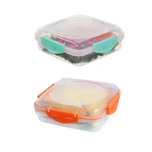 Te Gaan Rugzak Lunch En Bento Box Plastic Vierkante Lunch Sandwich Toast Box Verpakking Brood Toast Met Deksel