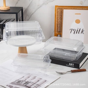 Boîte d'emballage pliable jetable en plastique transparent avec couvercle pour fruits, pâtisseries, biscuits, fromages, cupcakes - Embossage disponible - Product Image 6
