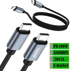 Cavo <span class=keywords><strong>Dati</strong></span> PD100W a Ricarica Rapida 20V3A Doppio TYPE-C E-Marker per Telefoni e Laptop, 480 Conduttori in Rame PVC per Uso Industriale - Product Image 2
