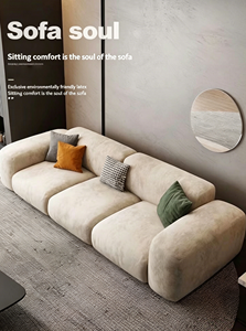Sofá de Tela Color Crema Moderno y Minimalista para la Sala de Estar: <span class=keywords><strong>Chaise</strong></span> <span class=keywords><strong>Longue</strong></span> de Líneas Rectas en Tela Técnica - Product Image 5