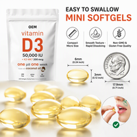 Ouuso Vitamine D3 50 000 UI + K2 MK-7 200 mcg 240 gélules à l'huile de coco vierge |   Complément alimentaire 2-en-1 pour adultes, facile à avaler