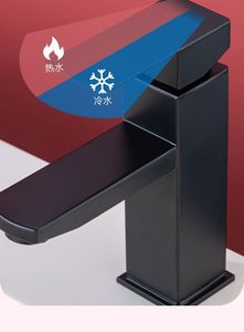 Hiện đại 304 thép không gỉ màu đen Bốn Mặt bồn rửa lạnh và nóng lỗ duy nhất lưu vực vòi nhà phòng tắm tủ bồn rửa vòi - Product Image 4