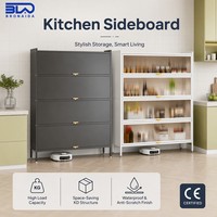 Lemari Penyimpanan Logam dengan Banyak Rak untuk Mengatur Piring dan Peralatan Makan, Meja Samping Ruang Makan, Furnitur Ukuran Kustom OEM