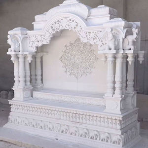 Натуральный камень Бертон: религиозный алтарь ручной работы из белого мрамора, прочный, полированный, для домашнего храма - Product Image 1
