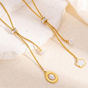 Hot Sale Fashion Design Pull verstellbare Liebes blume Quaste Anhänger Halskette Hochwertige nicht verblassende Edelstahl Halskette - Product Image 4