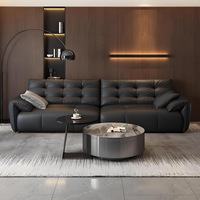 Sofá Moderno Minimalista de Estilo Italiano, Ultra Minimalista, de Cuero Genuino, de Líneas Rectas, para Espacios Pequeños, Móvil, con Garantía de 35 Años