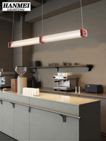 Lampes suspendues de style industriel pour restaurant, longues et en forme de bande, en acier inoxydable rouge, lampe de bureau, luminaires de café