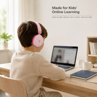 Headphone Anak Nirkabel Over-Ear Grosir, Peredam Kebisingan Aktif 5.4, Suara Stereo, Volume Terbatas 85dB, Dapat Dilipat, 30 Jam