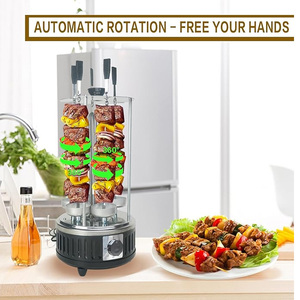 <span class=keywords><strong>Four</strong></span> rotatif vertical de comptoir - Machine à shawarma, machine à kebab, comprend 5 brochettes et 5 coupelles de récupération d'huile - Product Image 3
