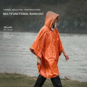 Imperméable Orange Imperméable à Capuche pour <span class=keywords><strong>Poncho</strong></span> Taille XL Imperméable Réfléchissant pour Sports de Plein Air-Randonnée Vélo Cyclisme Plastique Épais - Product Image 2