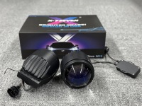 X-7SEVEN CE ROHS FCC Tricolore 3 pouces BiLED Laser Feux antibrouillard Lentille bleue revêtue 58W 62W 9-16V Faisceau haut et bas Projecteur de feux antibrouillard
