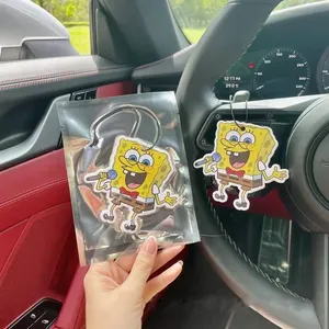 Stock Cute Cartoon Air Freshener Car Accessories Custom Logo Smell Perfume Paper Hanging Air Fresheners