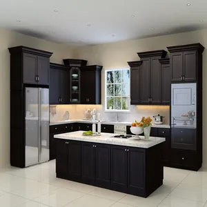 Modern tasarım toptan çin yüksek kaliteli siyah mobilyaları modüler mutfak dolapları