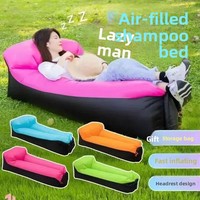 Lit d'air gonflable portable simple d'extérieur, pliable, inclinable, pour camping, pique-nique, festival de musique, version améliorée