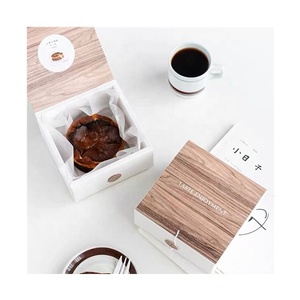 Beheart Luxury Chiffon Pastry 4 5 6 Inch Basque Cheesecake Packaging Square Wood Paper Cakepops Box