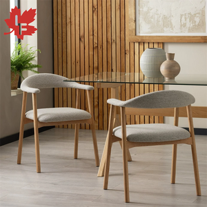 เก้าอี้ทานข้าวสไตล์โมเดิร์นฟาร์มเฮาส์ ทำจากไม้ พร้อมเบาะนุ่ม เก้าอี้ทานข้าวอัลบี ผ้าหุ้มและโครงไม้ - Product Image 5