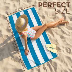 Serviette de plage personnalisée en coton 100% éponge, rayures colorées teintes en fil, surdimensionnée, super absorbante, ultra douce et confortable, avec logo - Product Image 2