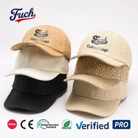 Gorra de béisbol de paja transpirable con ala curva, bordado personalizado, ajustable, para verano, venta al por mayor OEM