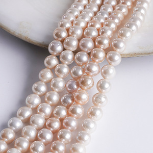 Perles d'eau douce naturelles de 8 à 10 mm, perles Edison brillantes à l'huile, produit semi-fini en blanc et rose, vente en gros - Product Image 2