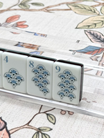 Set Mahjong Amerika Mewah Tiga Lapis Akrilik Desain Seni Botani Retro dengan Joker